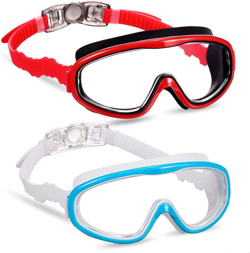 2 Pack Kids Swim Goggles, Swimming Glasses for Children from 3 to 15 Years Old Sporting Goods > Outdoor Recreation > Boating & Water Sports > Swimming > Swim Goggles & Masks Yizerel Blue/White & Red/Black  