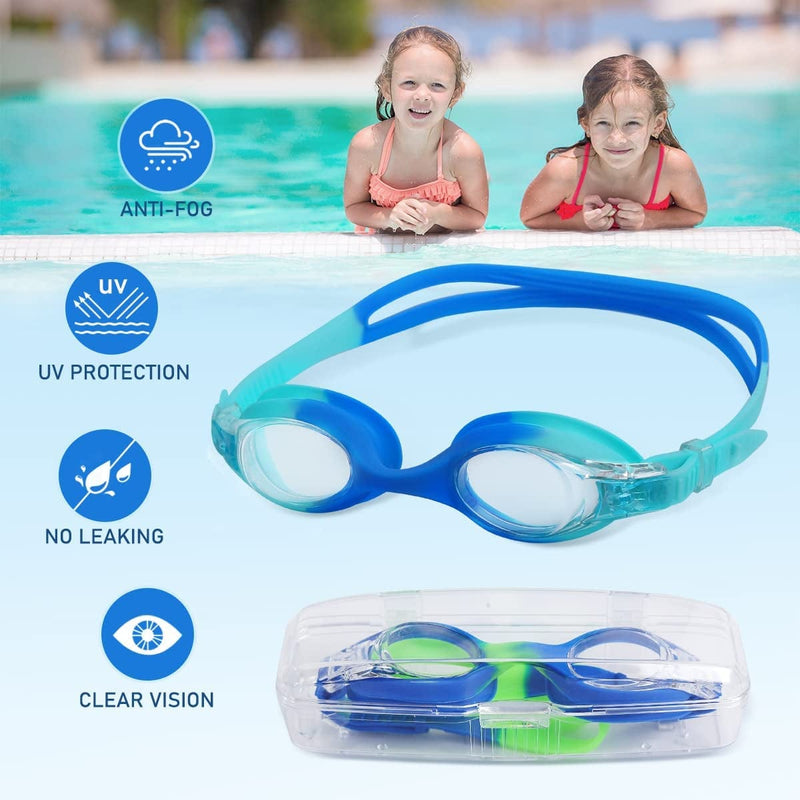 2 Pack Kids Swimming Goggles Child Clear Swim Goggles Leak Proof Water Glasses for Children Girls Boys Teens for Age 4-10 Sporting Goods > Outdoor Recreation > Boating & Water Sports > Swimming > Swim Goggles & Masks Besmall   