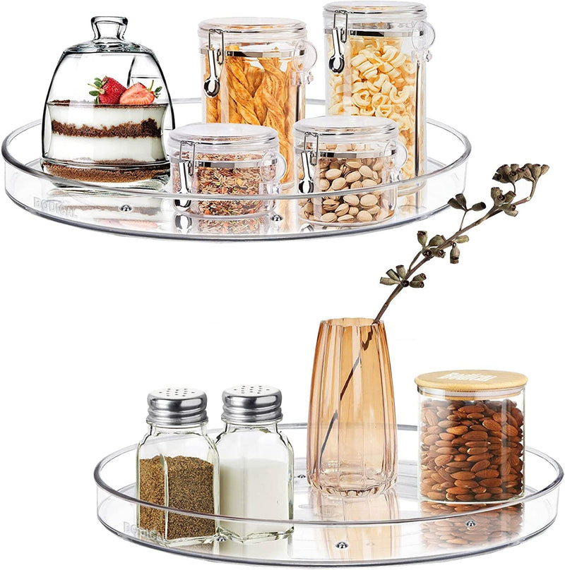 2 Pack Lazy Susan Organizer, 10.6" Clear Lazy Susan Turntable for Cabinet, Plastic Lazy Susan Cabinet Organizer- Kitchen Pantry Organization and Storage Home & Garden > Household Supplies > Storage & Organization BodiCal 10.6 Inch(2 Pack)  
