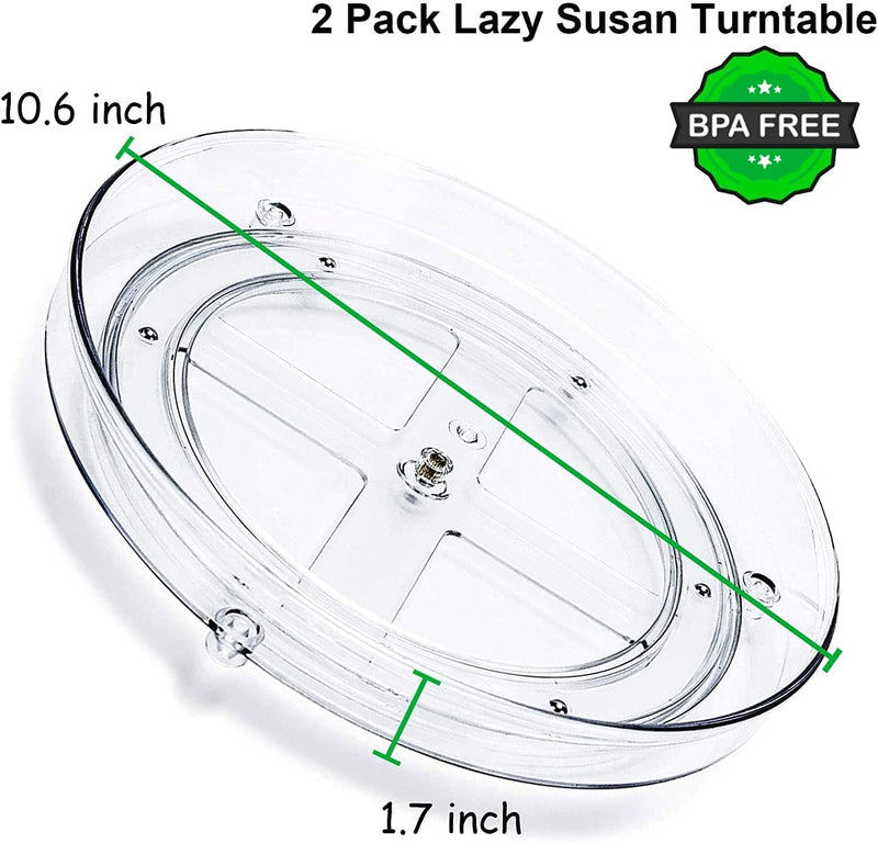 2 Pack Lazy Susan Organizer, 10.6" Clear Lazy Susan Turntable for Cabinet, Plastic Lazy Susan Cabinet Organizer- Kitchen Pantry Organization and Storage Home & Garden > Household Supplies > Storage & Organization BodiCal   