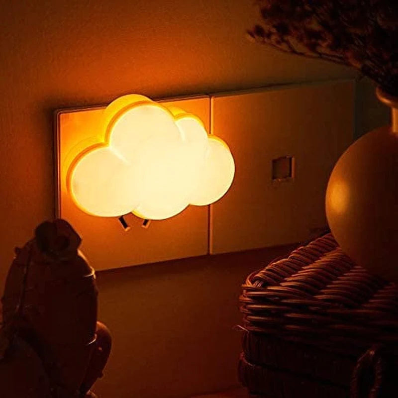 2 Pack LED Night Light Cloud Soft Light Plug into Wall Cute Baby Wall Nursery Lamp Warm Sensor Plug-In Intelligent Nightlight for Kids Bedroom Hallway (Yellow)