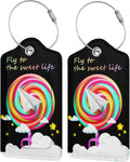 2 Pack Luggage Tag for Suitcase, Cute Unique Leather Suitcase Tags Identifiers with Privacy Name Address Labels & Durable Steel Loop for Women Men Travel Sporting Goods > Outdoor Recreation > Winter Sports & Activities COWDIY Rainbow Tie Dye  