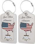 2 Pack Luggage Tag for Suitcase, Cute Unique Leather Suitcase Tags Identifiers with Privacy Name Address Labels & Durable Steel Loop for Women Men Travel Sporting Goods > Outdoor Recreation > Winter Sports & Activities COWDIY God Bless America  