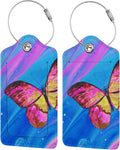 2 Pack Luggage Tag for Suitcase, Cute Unique Leather Suitcase Tags Identifiers with Privacy Name Address Labels & Durable Steel Loop for Women Men Travel Sporting Goods > Outdoor Recreation > Winter Sports & Activities COWDIY Dreamy Butterfly  