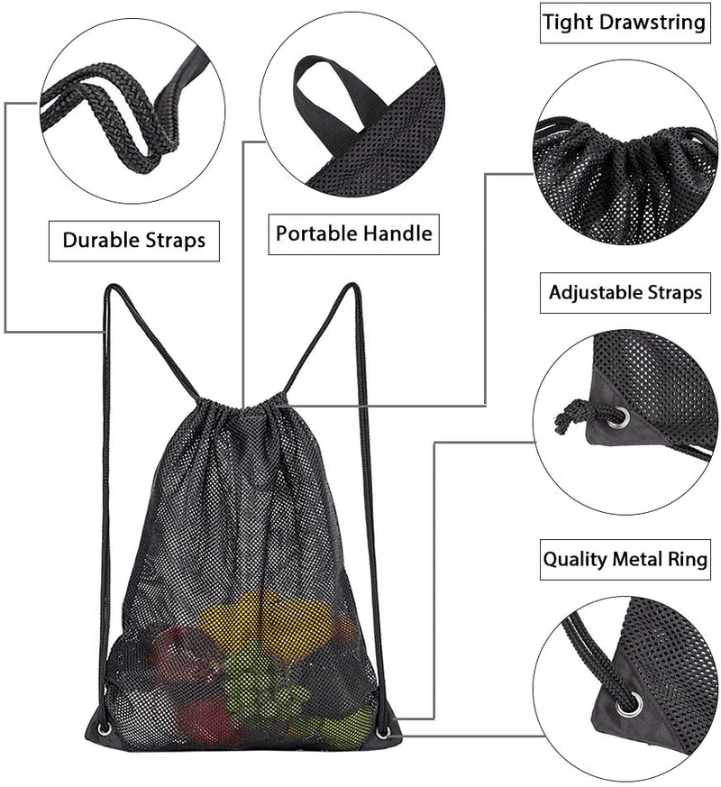 2-Pack Mesh Drawstring Bag, Sport Equipment Storage Bag for Beach, Swimming Sporting Goods > Outdoor Recreation > Boating & Water Sports > Swimming COVAX   
