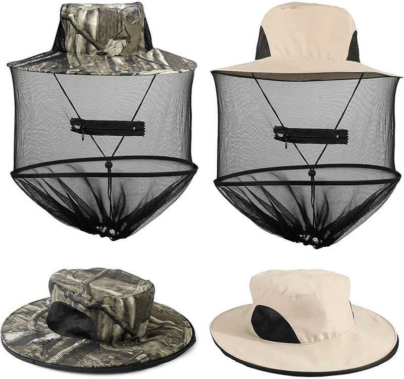 2 Pack Mosquito Head Net Hat, Sun Hat Bucket Hat with Hidden Net Mesh Mask for Outdoor Lover Fishing Hiking Gardening Beekeeping Men or Women Sporting Goods > Outdoor Recreation > Camping & Hiking > Mosquito Nets & Insect Screens N\C   