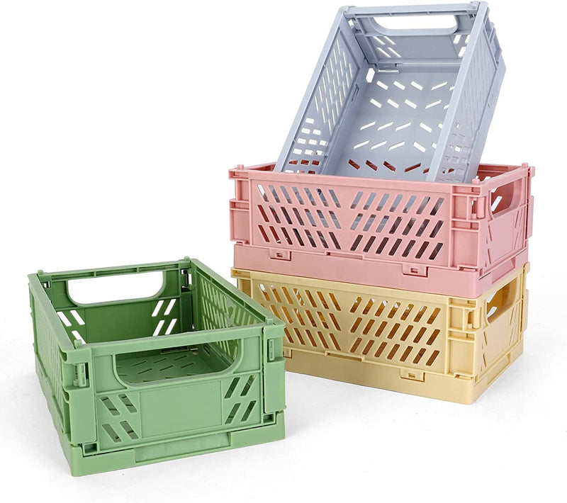 2-Pack Plastic Baskets for Shelf Storage Organizing, Durable and Reliable Folding Storage Crate, Ideal for Home Kitchen Classroom and Office Organization, Bathroom Storage (9.5 X 6.4 X 4 Inches) Home & Garden > Household Supplies > Storage & Organization NASHRIO Small 4-Pack(5.9" x 3.8" x 2.2")  
