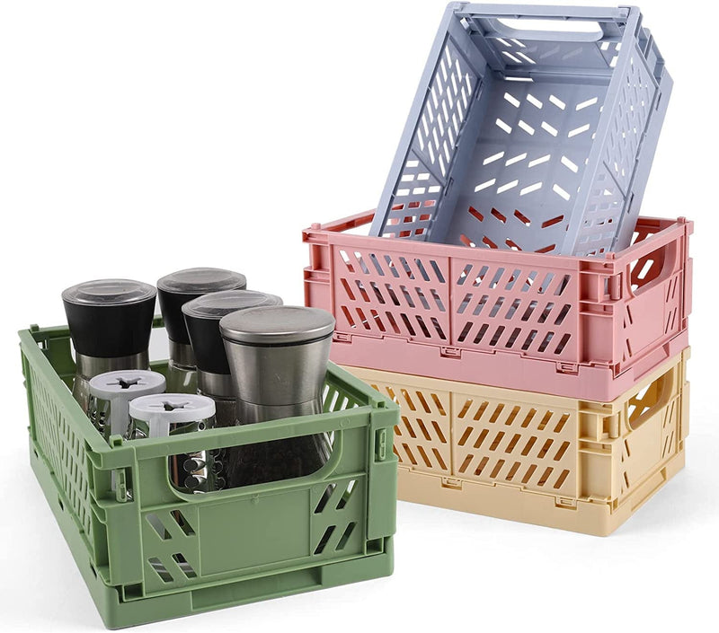 2-Pack Plastic Baskets for Shelf Storage Organizing, Durable and Reliable Folding Storage Crate, Ideal for Home Kitchen Classroom and Office Organization, Bathroom Storage (9.5 X 6.4 X 4 Inches) Home & Garden > Household Supplies > Storage & Organization NASHRIO Medium A 4-Pack(9.8" x 6.5" x 3.8")  