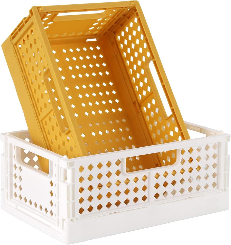 2-Pack Plastic Baskets for Shelf Storage Organizing, Durable and Reliable Folding Storage Crate, Ideal for Home Kitchen Classroom and Office Organization, Bathroom Storage (9.5 X 6.4 X 4 Inches) Home & Garden > Household Supplies > Storage & Organization NASHRIO Medium B 2-Pack(9.5" x 6.4" x 4")  