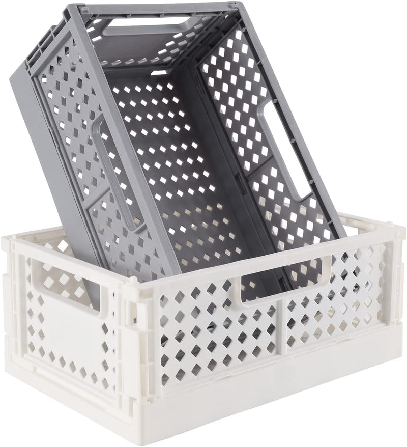 2-Pack Plastic Baskets for Shelf Storage Organizing, Durable and Reliable Folding Storage Crate, Ideal for Home Kitchen Classroom and Office Organization, Bathroom Storage (9.5 X 6.4 X 4 Inches) Home & Garden > Household Supplies > Storage & Organization NASHRIO Medium C 2-Pack(9.5" x 6.4" x 4")  