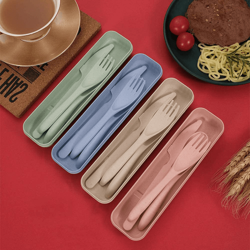 2 Pack Portable Travel Cutlery Set, Reusable Flatware Set, Wheat Straw Dinnerware Set, Tableware Set for Workplace School Picnic Camping (pink) Home & Garden > Kitchen & Dining > Tableware > Flatware > Flatware Sets N/A/   