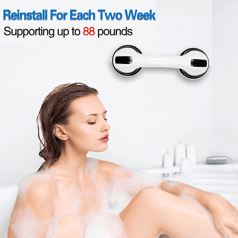 2 Pack Shower Handle 12" Grab Bars for Bathroom Shower Handles for Elderly Grab Bars for Bathroom Safety Grab Bar Shower Grab Bar with Strong Hold Suction Cup Grip Grab in Bathroom