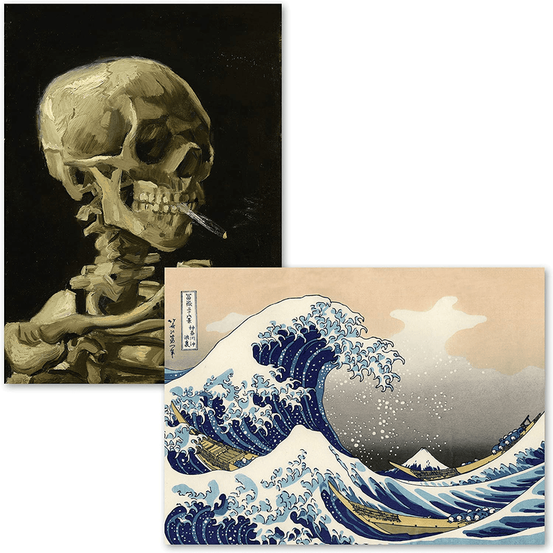 2 Pack - Skeleton by Vincent Van Gogh & the Great Wave off Kanagawa by Katsushika Hokusai - Fine Art Poster Prints (Laminated, 18" X 24") Home & Garden > Decor > Artwork > Posters, Prints, & Visual Artwork PalaceLearning   