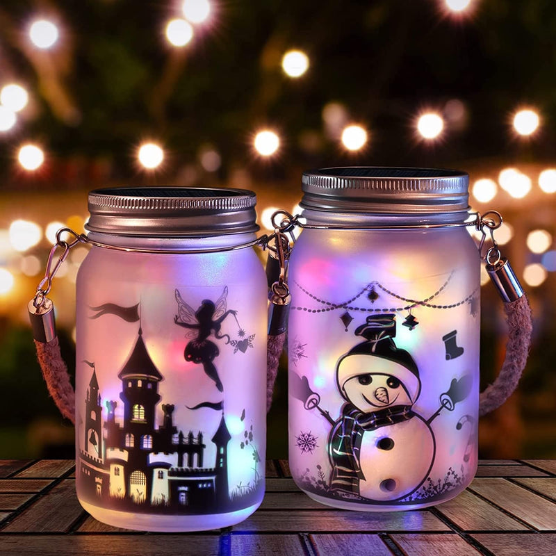 2 Pack Solar Lantern Fairy Lights, Outdoor Hanging Fairy Lantern and Mason Jar Lights, Fairy Jar Gifts for Garden Decorations, Hanging Night Lamp 30 LED Mini String Lights Home & Garden > Lighting > Lamps MengxFly   