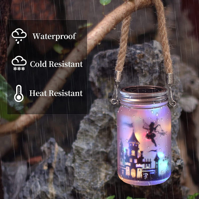 2 Pack Solar Lantern Fairy Lights, Outdoor Hanging Fairy Lantern and Mason Jar Lights, Fairy Jar Gifts for Garden Decorations, Hanging Night Lamp 30 LED Mini String Lights Home & Garden > Lighting > Lamps MengxFly   