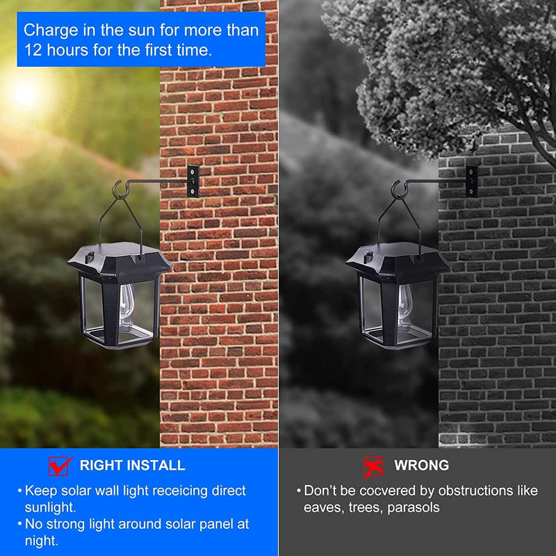 2 Pack Solar Wall Lanterns, Arnodrew Outdoor Aluminum Hanging Solar Lights, Dusk to Dawn Solar Sconce Wall Mount, 2 Brightness Level Waterproof Solar Porch Lamp, Portable LED Hand Lamp for Camping Home & Garden > Lighting > Lamps Arnodrew   