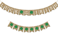 2 Pack St Patrick'S Day Burlap Banner LUCK of the IRISH Four Leaf Clover Irish Shamrock Burlap Banner Garland for Wall Decorations Indoor Outdoor Party Supplies Arts & Entertainment > Party & Celebration > Party Supplies Conpru St Patrick's Day-Design 2  