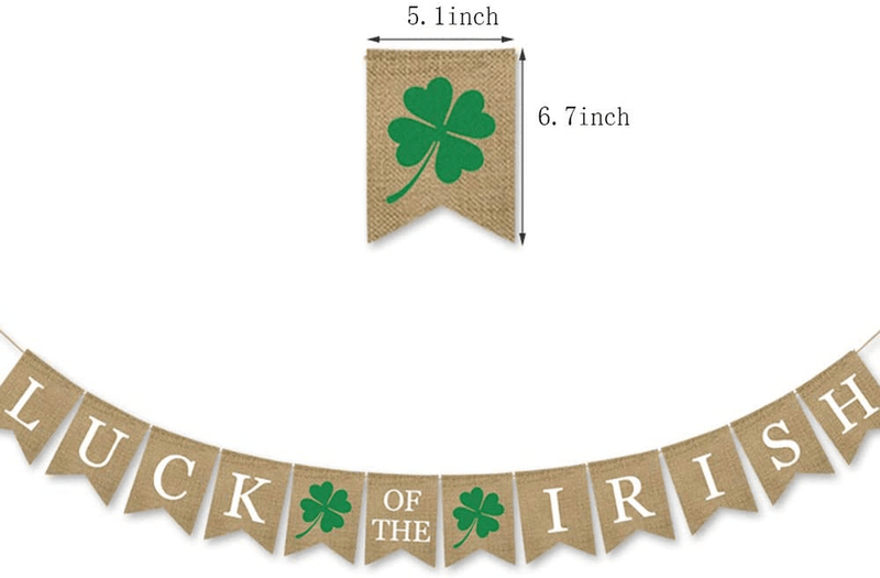 2 Pack St Patrick'S Day Burlap Banner LUCK of the IRISH Four Leaf Clover Irish Shamrock Burlap Banner Garland for Wall Decorations Indoor Outdoor Party Supplies Arts & Entertainment > Party & Celebration > Party Supplies Conpru   