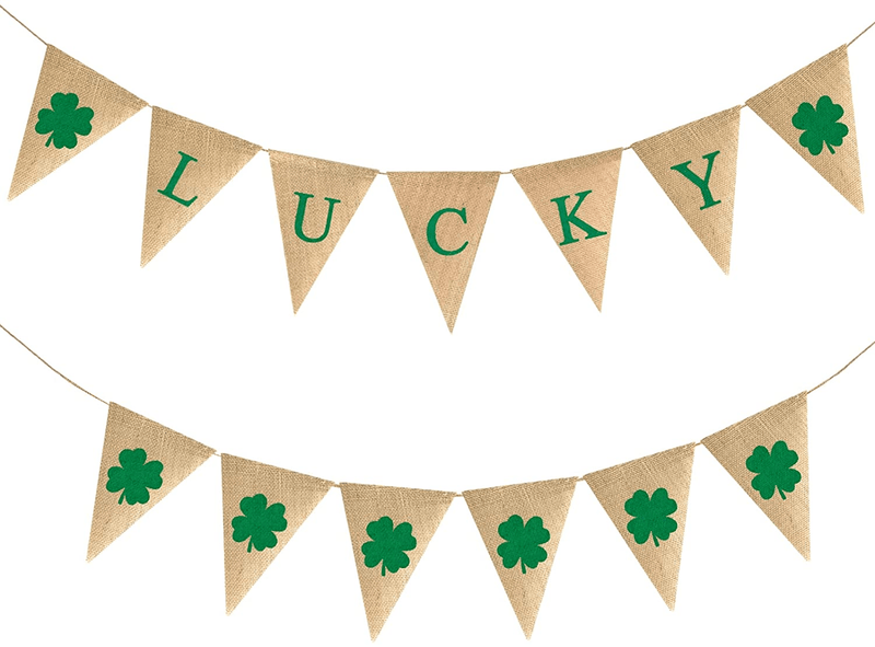 2 Pack St Patricks Day Decorations Shamrock Banner Garland as St Patrick'S Day Decor Irish Lucky Day for the Home Hanging Decor Party Supplies Arts & Entertainment > Party & Celebration > Party Supplies OEAGO   