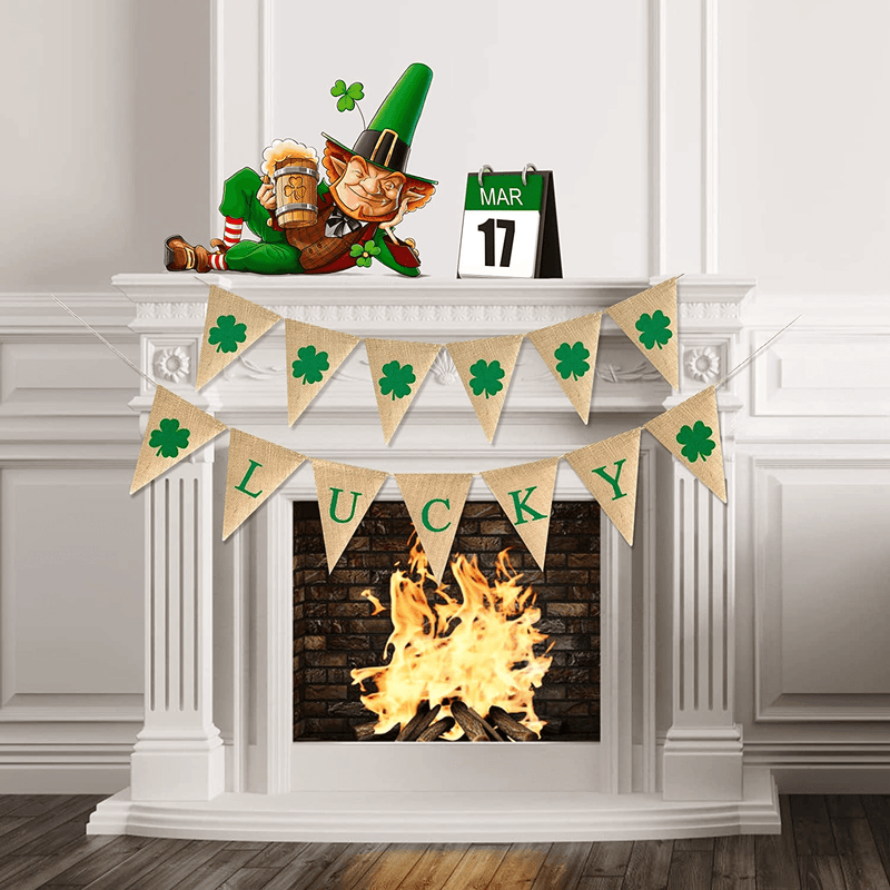 2 Pack St Patricks Day Decorations Shamrock Banner Garland as St Patrick'S Day Decor Irish Lucky Day for the Home Hanging Decor Party Supplies