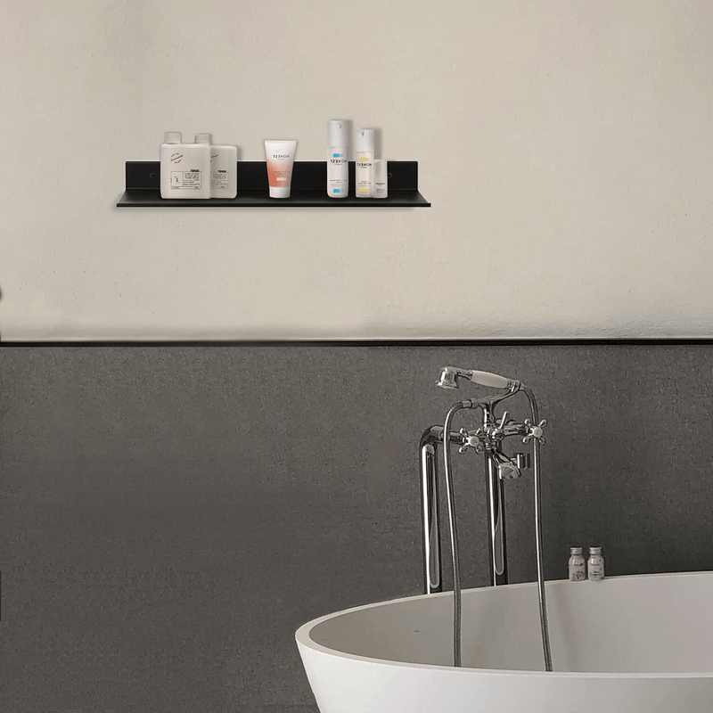 2 Pack Stainless Steel Floating Shelves-Metal Wall Shelves Organizer for Picture Ledge Wall Mounted Shelves for Bathroom, Kitchen Rustic Spice Rack, Black