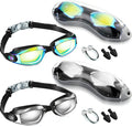 2 Pack Swim Goggles No Leaking Swimming Goggles Waterproof Swim Glasses Polarized Goggles with Nose Clip and Earplugs Sporting Goods > Outdoor Recreation > Boating & Water Sports > Swimming > Swim Goggles & Masks Flutesan Green, Silver  