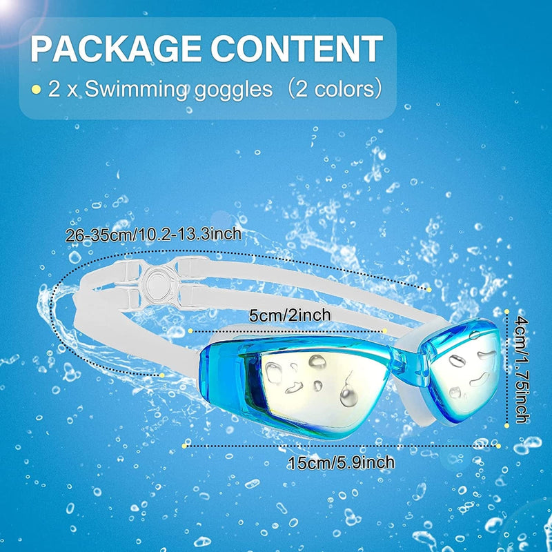 2 Pack Swimming Goggles for Adult Men Women, Anti-Fog Waterproof Silicone Swim Googles, No Leaking Full Protection Sporting Goods > Outdoor Recreation > Boating & Water Sports > Swimming > Swim Goggles & Masks CHOIEO   
