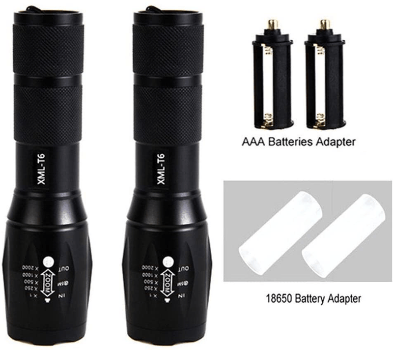 2 Pack Tactical Flashlight Torch, Military Grade 5 Modes XML T6 3000 Lumens Tactical Led Waterproof Handheld Flashlight for Camping Biking Hiking Outdoor Home Emergency