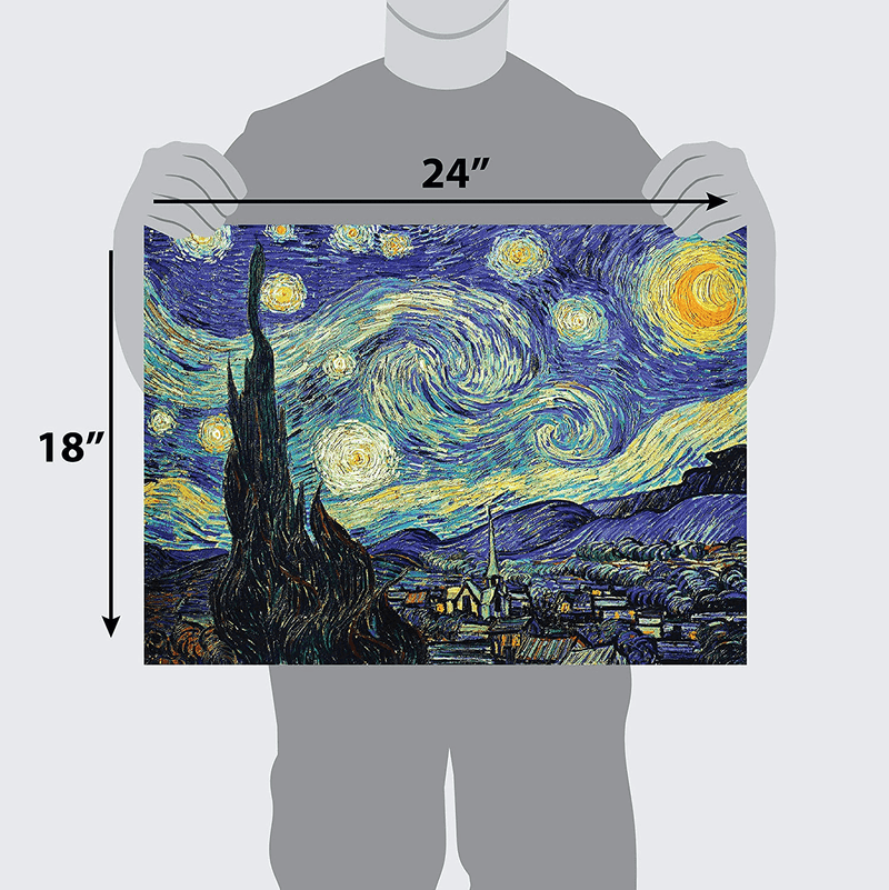 2 Pack - the Starry Night 1889 & Starry Night over the Rhone by Vincent Van Gogh - Fine Art Poster Prints (Laminated, 18' X 24")