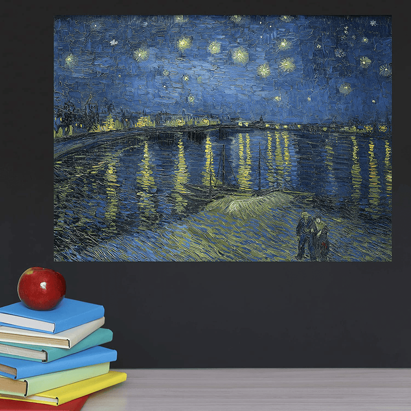 2 Pack - the Starry Night 1889 & Starry Night over the Rhone by Vincent Van Gogh - Fine Art Poster Prints (Laminated, 18' X 24")