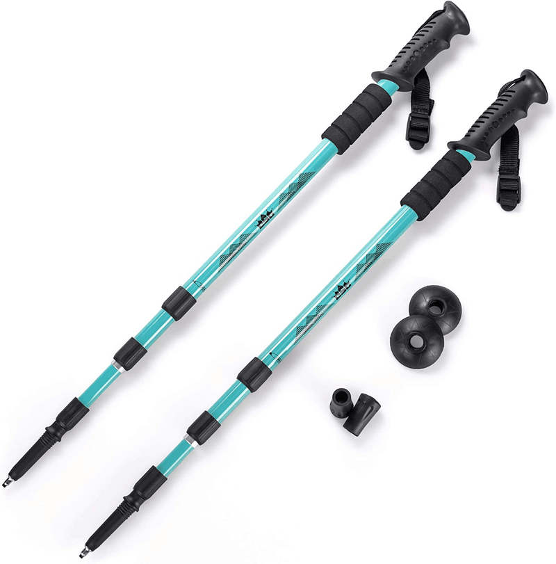 2-Pack Trekking Pole & Women'S Walking Staff | Strong Lightweight Aluminum | Telescoping 53" Length Collapses to 23" | All-Terrain: Interchangeable Carbonite Ice Pick Tip, Rubber Tip, Snow Cap Sporting Goods > Outdoor Recreation > Camping & Hiking > Hiking Poles Crown Sporting Goods   