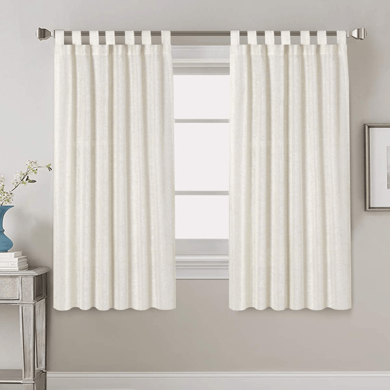2 Pack Ultra Luxurious Solid High Woven Linen Elegant Curtains 7 Tab Top Breathable and Airy Drapes for Bedroom / Livingroom - 52 by 96 Inch, Set 2 Panels, Natural Home & Garden > Decor > Window Treatments > Curtains & Drapes H.VERSAILTEX Ivory 52"W x 63"L 
