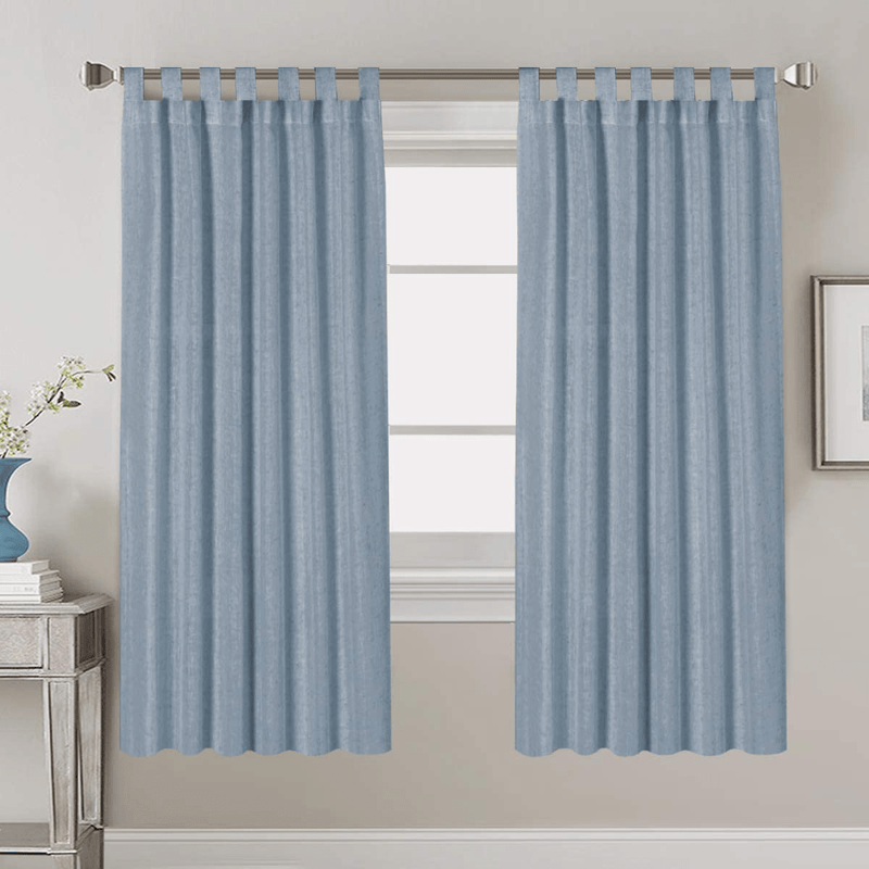 2 Pack Ultra Luxurious Solid High Woven Linen Elegant Curtains 7 Tab Top Breathable and Airy Drapes for Bedroom / Livingroom - 52 by 96 Inch, Set 2 Panels, Natural Home & Garden > Decor > Window Treatments > Curtains & Drapes H.VERSAILTEX Stone Blue 52"W x 72"L 