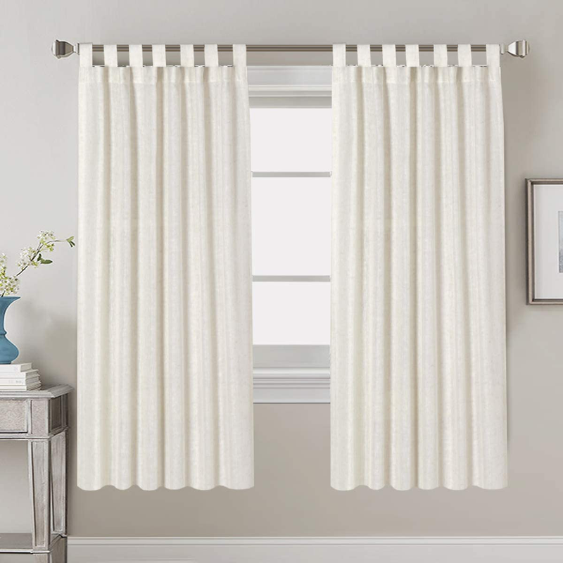 2 Pack Ultra Luxurious Solid High Woven Linen Elegant Curtains 7 Tab Top Breathable and Airy Drapes for Bedroom / Livingroom - 52 by 96 Inch, Set 2 Panels, Natural Home & Garden > Decor > Window Treatments > Curtains & Drapes H.VERSAILTEX Ivory 52"W x 72"L 