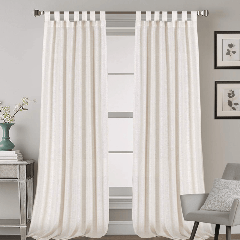 2 Pack Ultra Luxurious Solid High Woven Linen Elegant Curtains 7 Tab Top Breathable and Airy Drapes for Bedroom / Livingroom - 52 by 96 Inch, Set 2 Panels, Natural Home & Garden > Decor > Window Treatments > Curtains & Drapes H.VERSAILTEX Natural 52"W x 108"L 