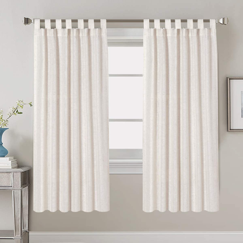 2 Pack Ultra Luxurious Solid High Woven Linen Elegant Curtains 7 Tab Top Breathable and Airy Drapes for Bedroom / Livingroom - 52 by 96 Inch, Set 2 Panels, Natural Home & Garden > Decor > Window Treatments > Curtains & Drapes H.VERSAILTEX Natural 52"W x 72"L 