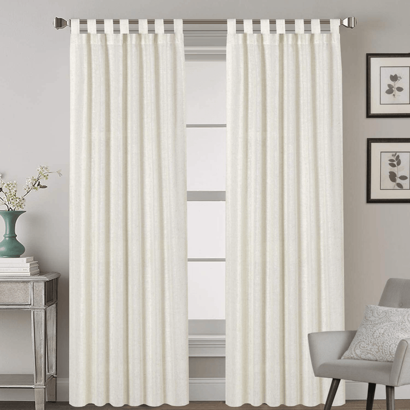 2 Pack Ultra Luxurious Solid High Woven Linen Elegant Curtains 7 Tab Top Breathable and Airy Drapes for Bedroom / Livingroom - 52 by 96 Inch, Set 2 Panels, Natural Home & Garden > Decor > Window Treatments > Curtains & Drapes H.VERSAILTEX Ivory 52"W x 84"L 
