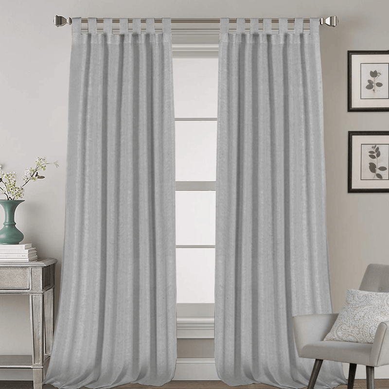 2 Pack Ultra Luxurious Solid High Woven Linen Elegant Curtains 7 Tab Top Breathable and Airy Drapes for Bedroom / Livingroom - 52 by 96 Inch, Set 2 Panels, Natural Home & Garden > Decor > Window Treatments > Curtains & Drapes H.VERSAILTEX Dove 52"W x 108"L 