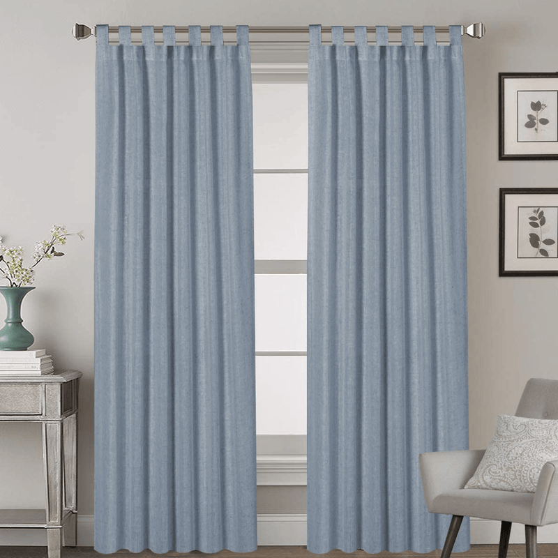 2 Pack Ultra Luxurious Solid High Woven Linen Elegant Curtains 7 Tab Top Breathable and Airy Drapes for Bedroom / Livingroom - 52 by 96 Inch, Set 2 Panels, Natural Home & Garden > Decor > Window Treatments > Curtains & Drapes H.VERSAILTEX Stone Blue 52"W x 84"L 