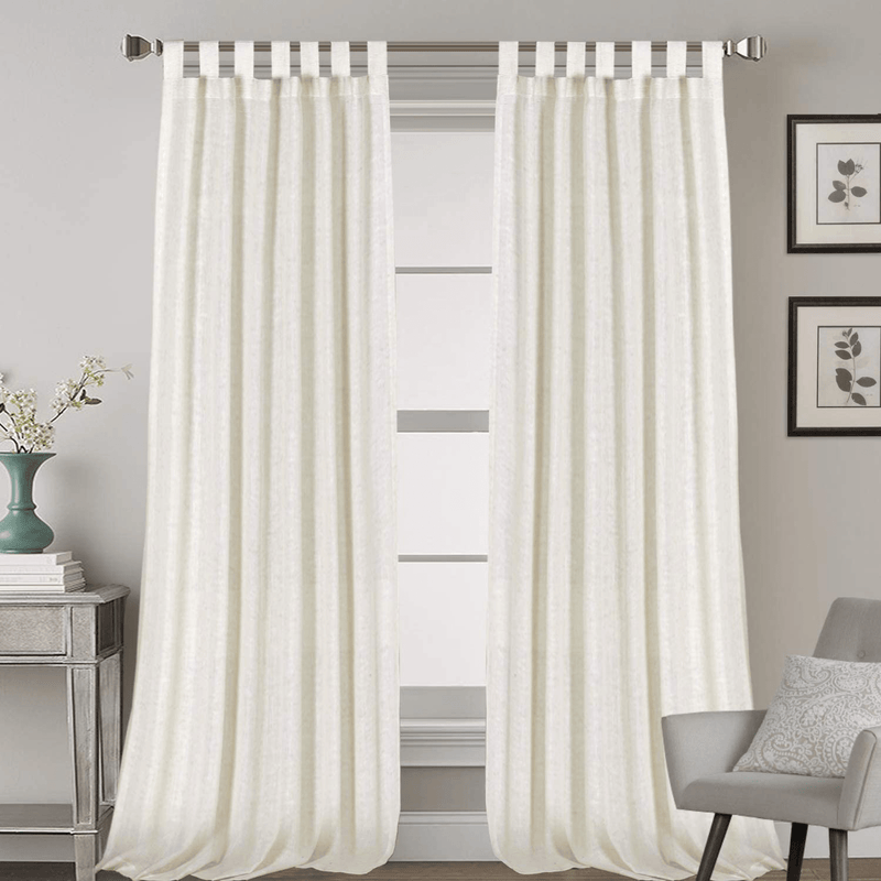2 Pack Ultra Luxurious Solid High Woven Linen Elegant Curtains 7 Tab Top Breathable and Airy Drapes for Bedroom / Livingroom - 52 by 96 Inch, Set 2 Panels, Natural Home & Garden > Decor > Window Treatments > Curtains & Drapes H.VERSAILTEX Ivory 52"W x 96"L 