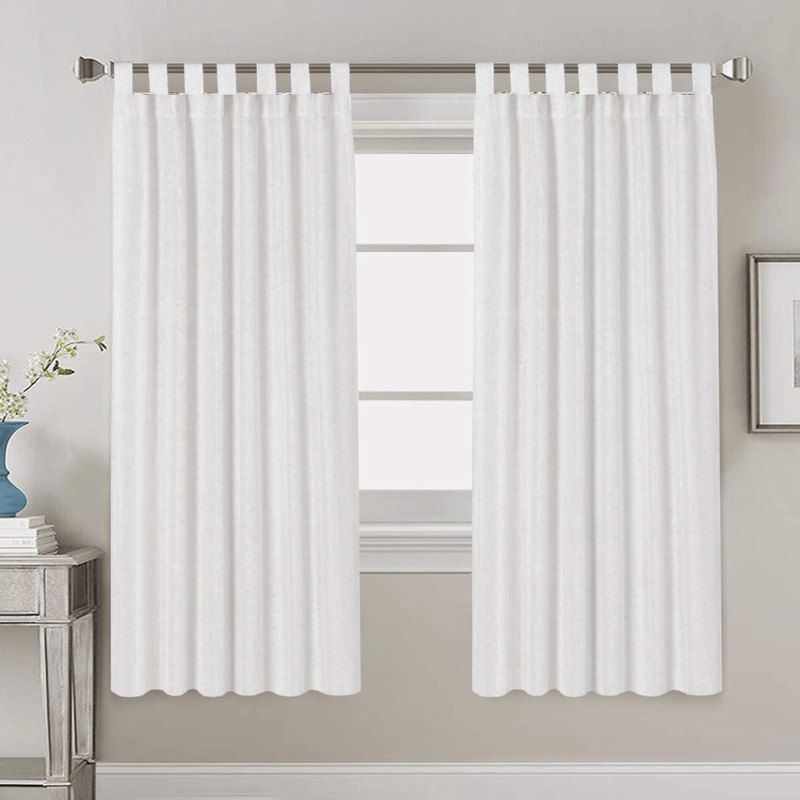 2 Pack Ultra Luxurious Solid High Woven Linen Elegant Curtains 7 Tab Top Breathable and Airy Drapes for Bedroom / Livingroom - 52 by 96 Inch, Set 2 Panels, Natural Home & Garden > Decor > Window Treatments > Curtains & Drapes H.VERSAILTEX Off White 52"W x 72"L 