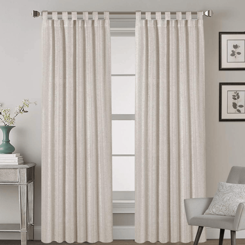 2 Pack Ultra Luxurious Solid High Woven Linen Elegant Curtains 7 Tab Top Breathable and Airy Drapes for Bedroom / Livingroom - 52 by 96 Inch, Set 2 Panels, Natural Home & Garden > Decor > Window Treatments > Curtains & Drapes H.VERSAILTEX Angora 52"W x 96"L 