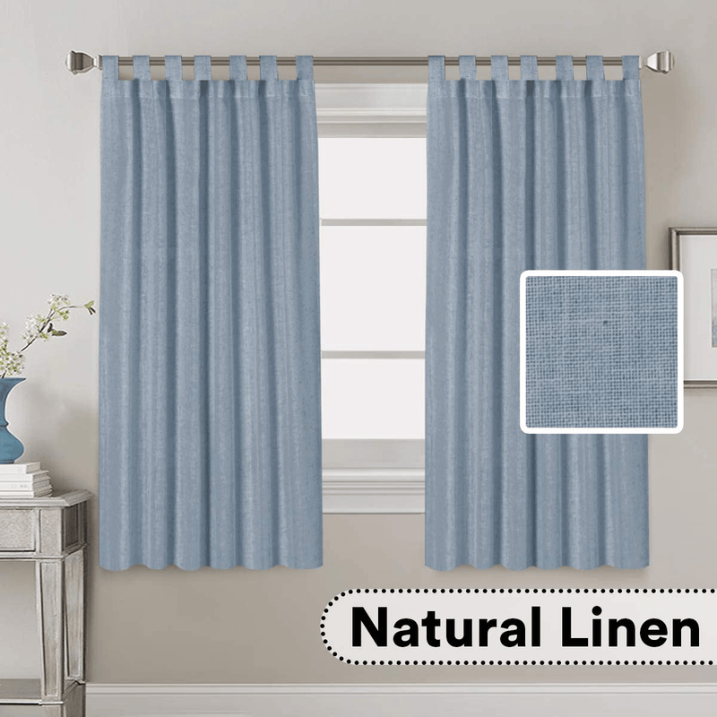 2 Pack Ultra Luxurious Solid High Woven Linen Elegant Curtains 7 Tab Top Breathable and Airy Drapes for Bedroom / Livingroom - 52 by 96 Inch, Set 2 Panels, Natural Home & Garden > Decor > Window Treatments > Curtains & Drapes H.VERSAILTEX Stone Blue 52"W x 63"L 