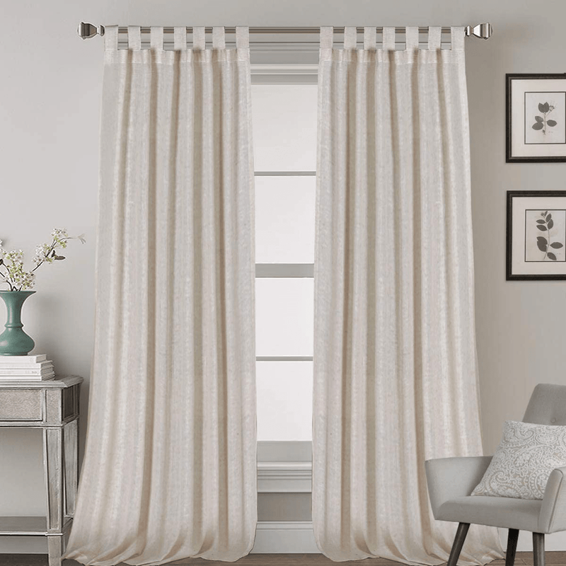 2 Pack Ultra Luxurious Solid High Woven Linen Elegant Curtains 7 Tab Top Breathable and Airy Drapes for Bedroom / Livingroom - 52 by 96 Inch, Set 2 Panels, Natural Home & Garden > Decor > Window Treatments > Curtains & Drapes H.VERSAILTEX Angora 52"W x 108"L 