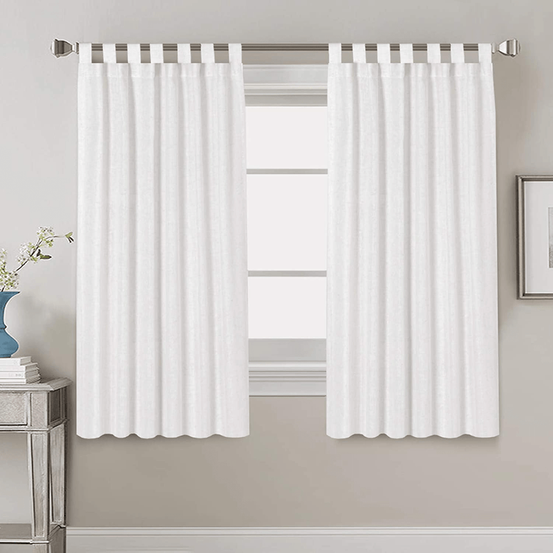 2 Pack Ultra Luxurious Solid High Woven Linen Elegant Curtains 7 Tab Top Breathable and Airy Drapes for Bedroom / Livingroom - 52 by 96 Inch, Set 2 Panels, Natural Home & Garden > Decor > Window Treatments > Curtains & Drapes H.VERSAILTEX White 52"W x 63"L 