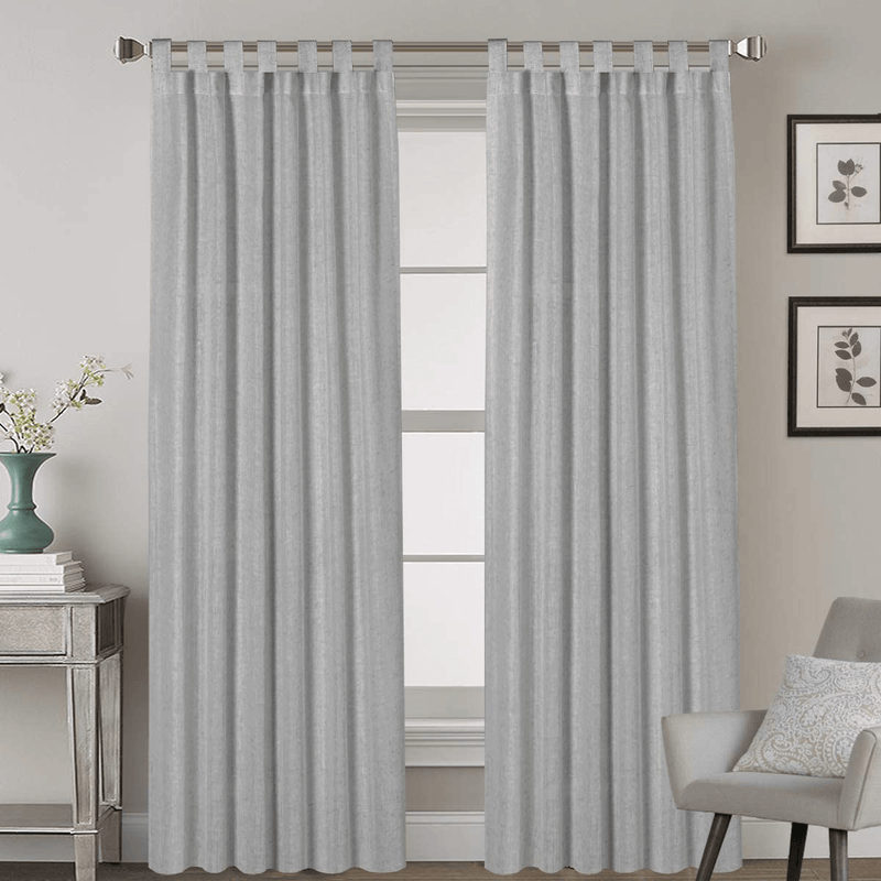 2 Pack Ultra Luxurious Solid High Woven Linen Elegant Curtains 7 Tab Top Breathable and Airy Drapes for Bedroom / Livingroom - 52 by 96 Inch, Set 2 Panels, Natural Home & Garden > Decor > Window Treatments > Curtains & Drapes H.VERSAILTEX Dove 52"W x 96"L 