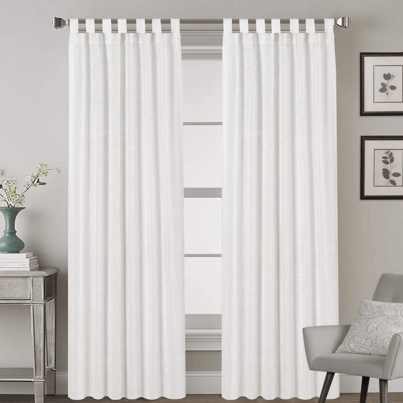 2 Pack Ultra Luxurious Solid High Woven Linen Elegant Curtains 7 Tab Top Breathable and Airy Drapes for Bedroom / Livingroom - 52 by 96 Inch, Set 2 Panels, Natural Home & Garden > Decor > Window Treatments > Curtains & Drapes H.VERSAILTEX Off White 52"W x 96"L 
