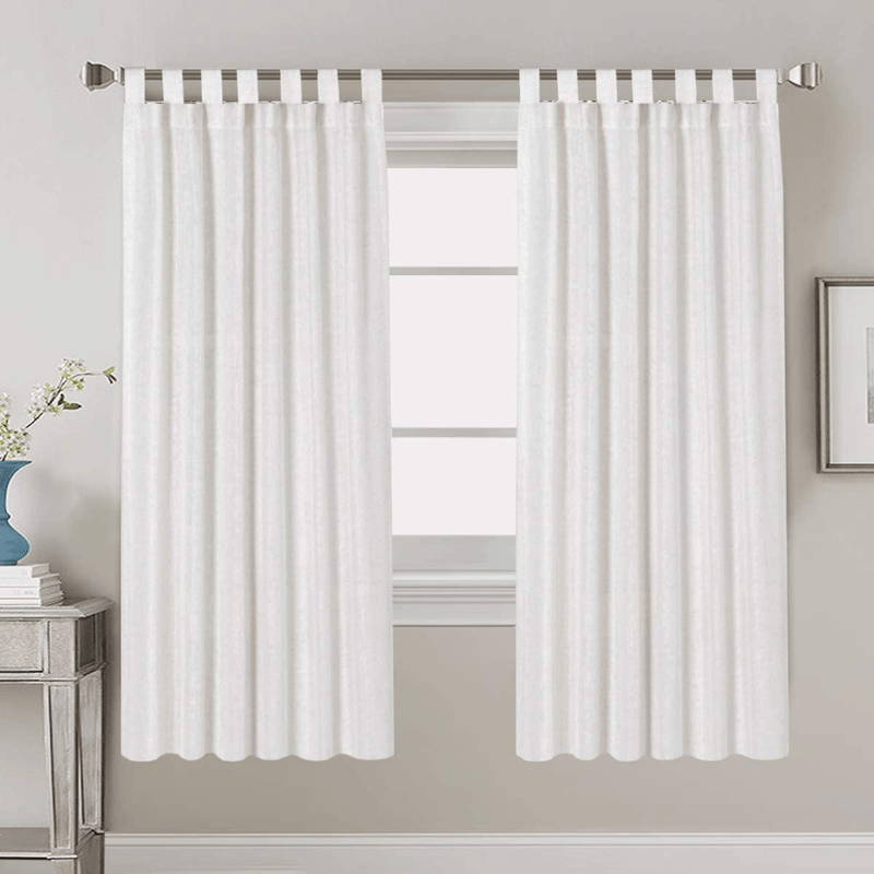 2 Pack Ultra Luxurious Solid High Woven Linen Elegant Curtains 7 Tab Top Breathable and Airy Drapes for Bedroom / Livingroom - 52 by 96 Inch, Set 2 Panels, Natural Home & Garden > Decor > Window Treatments > Curtains & Drapes H.VERSAILTEX Off White 52"W x 63"L 