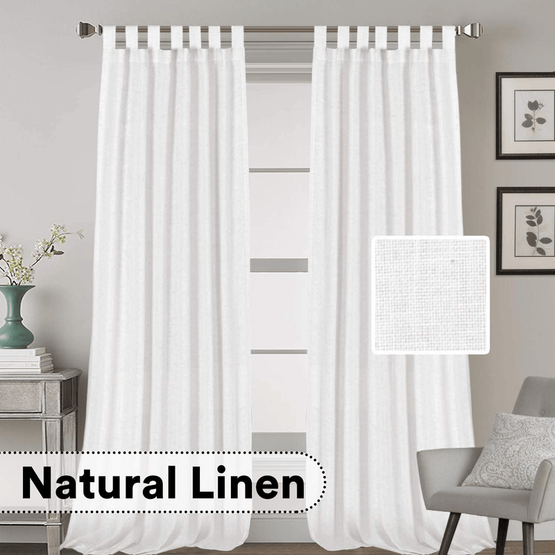 2 Pack Ultra Luxurious Solid High Woven Linen Elegant Curtains 7 Tab Top Breathable and Airy Drapes for Bedroom / Livingroom - 52 by 96 Inch, Set 2 Panels, Natural Home & Garden > Decor > Window Treatments > Curtains & Drapes H.VERSAILTEX White 52"W x 96"L 