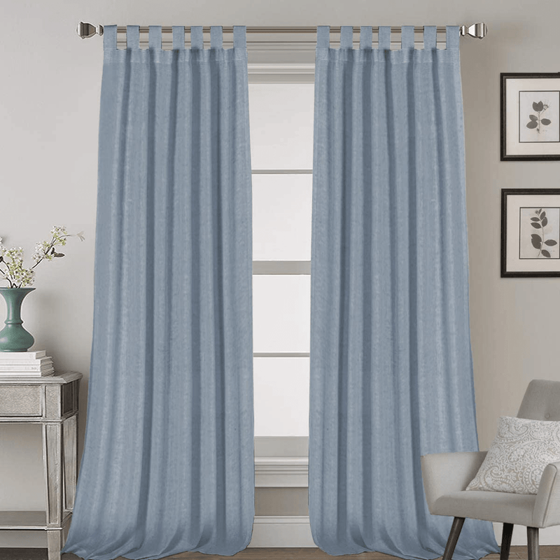 2 Pack Ultra Luxurious Solid High Woven Linen Elegant Curtains 7 Tab Top Breathable and Airy Drapes for Bedroom / Livingroom - 52 by 96 Inch, Set 2 Panels, Natural Home & Garden > Decor > Window Treatments > Curtains & Drapes H.VERSAILTEX Stone Blue 52"W x 108"L 
